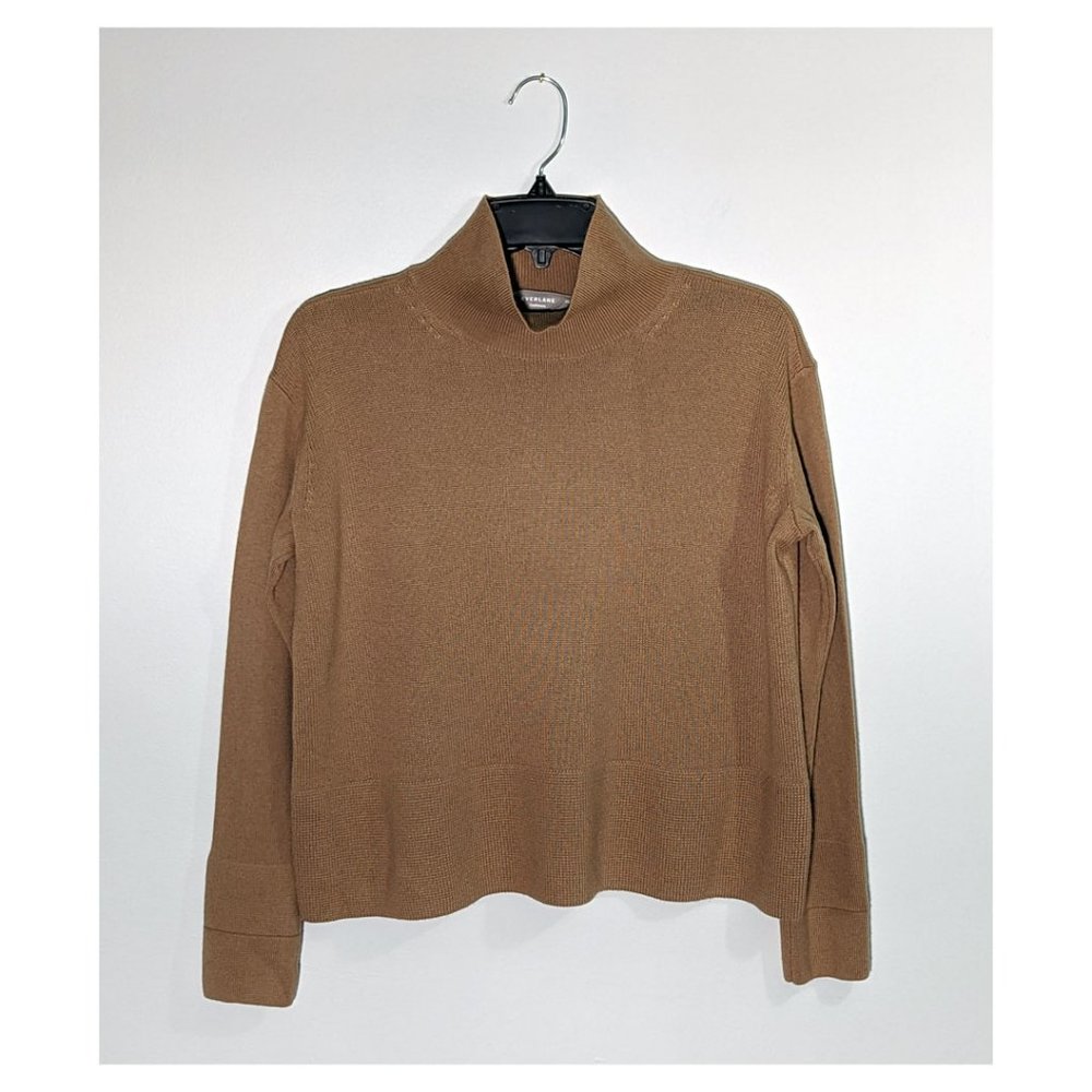 Everlane The Cashmere Square Turtleneck in Camel, Size XS
